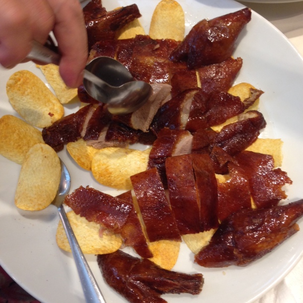 Take a closer look - crispy duck skins and BBQ Pringles!